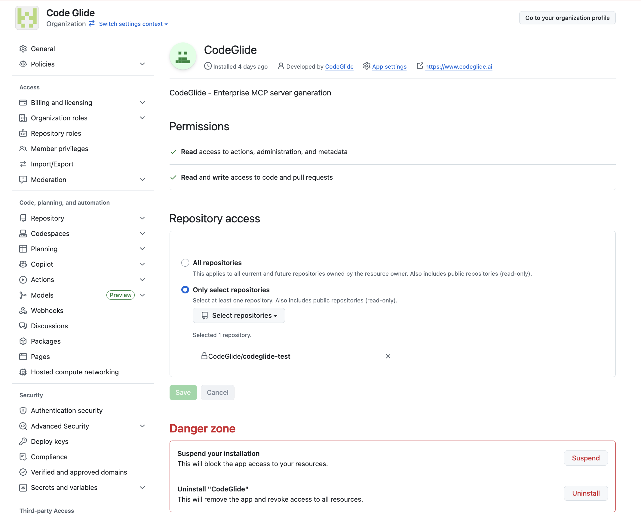 Step 3: Repository access configuration